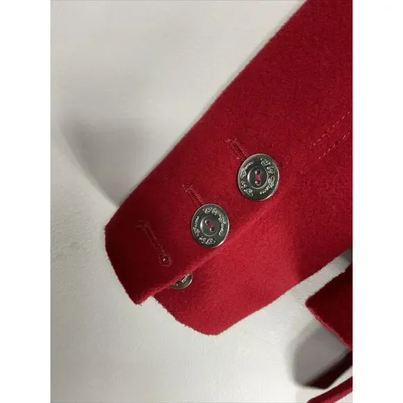 Vintages G By Guess Red Button Up Wool Blend Peacoat Small